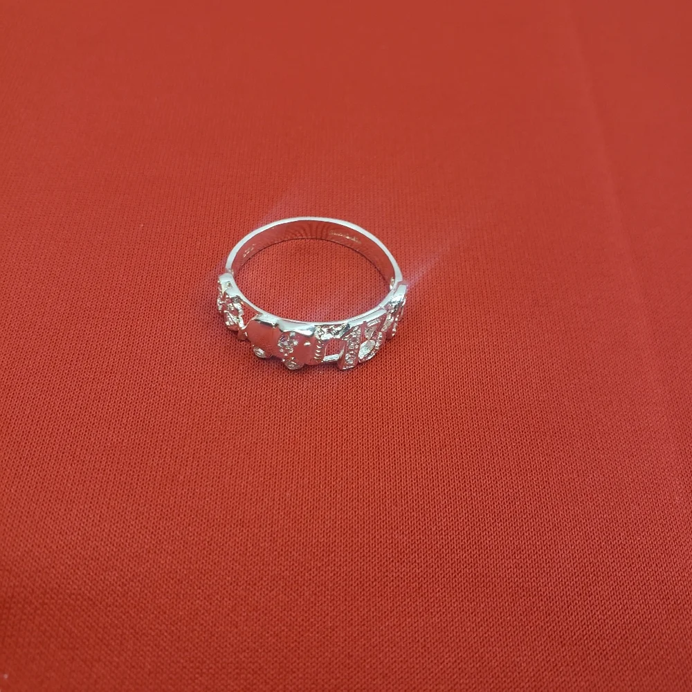 925 real solid sterling silver men's with zircon ston Good Luck Symbol Sz 11.5‎